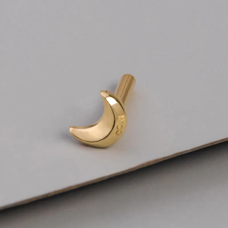 Crescent 14K Solid Gold Flat Back Earring Post sold by Wanderlust and Co