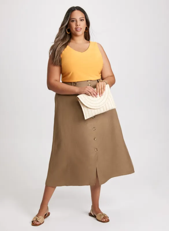 Sleeveless Top & Buttoned Midi Skirt sold by Laura