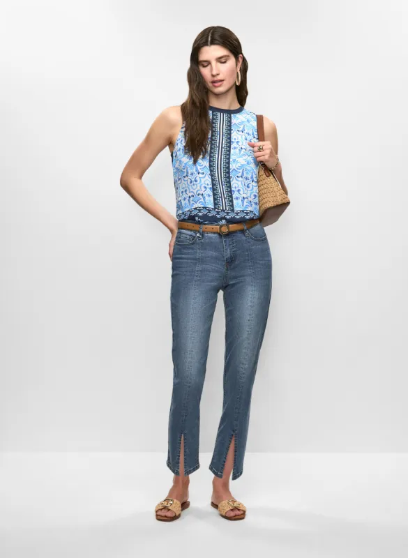 Abstract Print Tank Top & Cropped Slit-Hem Jeans sold by Melanie Lyne