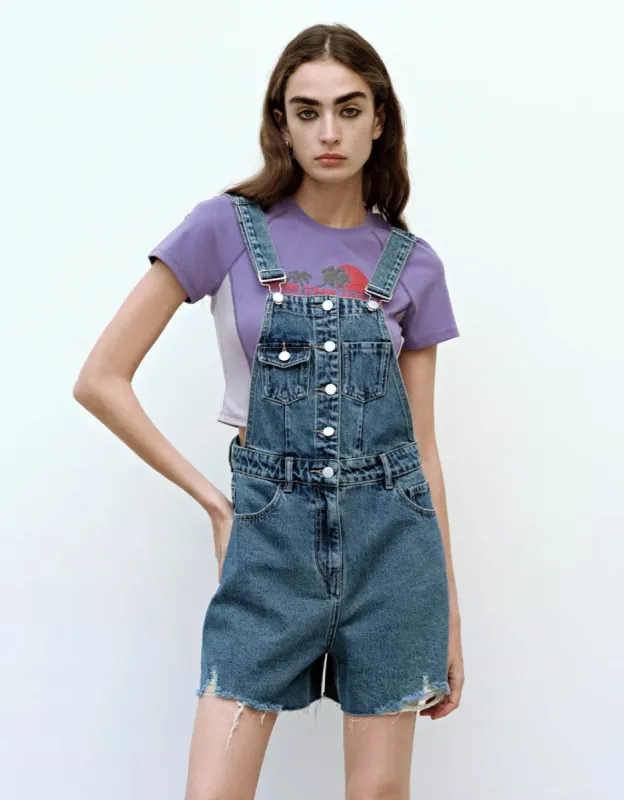 Raw Hem Denim Overall sold by Urban Revivo