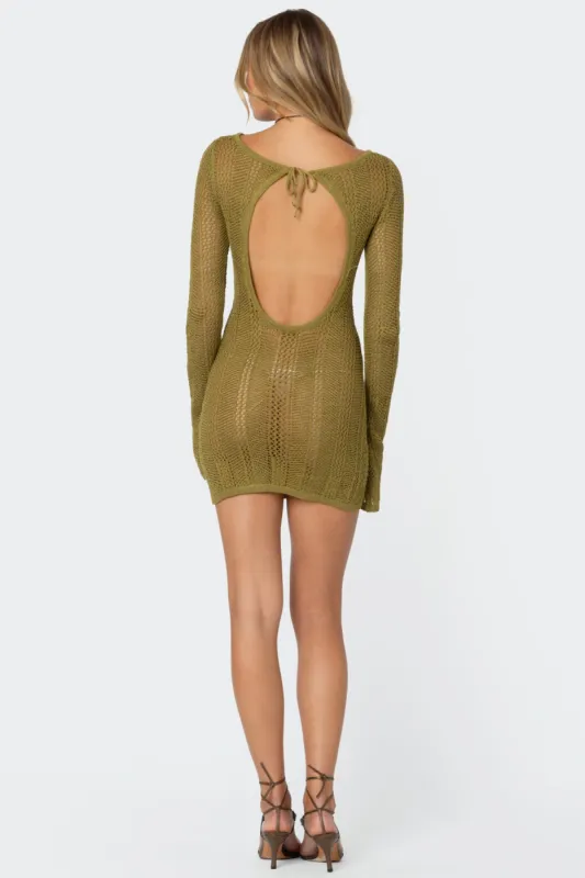 Back Cut Out Crochet Mini Dress sold by Edikted