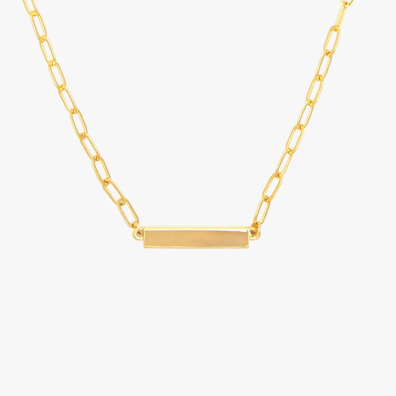 Engravable Paperclip Chain Bar Necklace sold by Pura Vida