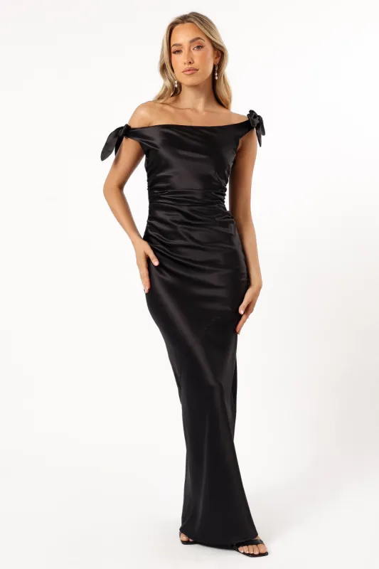 Selma Off Shoulder Maxi Dress - Black sold by Petal & Pup