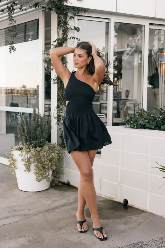 Allison One Shoulder Mini Dress - Black sold by Petal & Pup