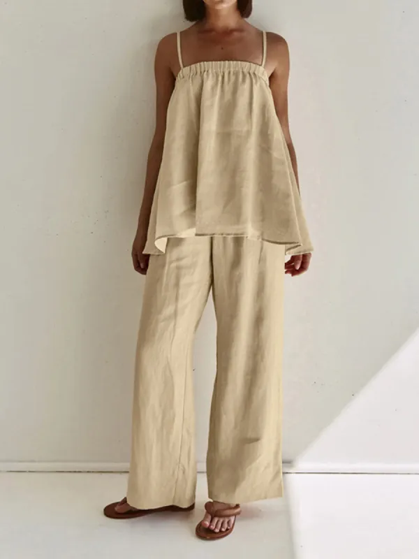 Solid Casual Pants Set sold by COMMENSE