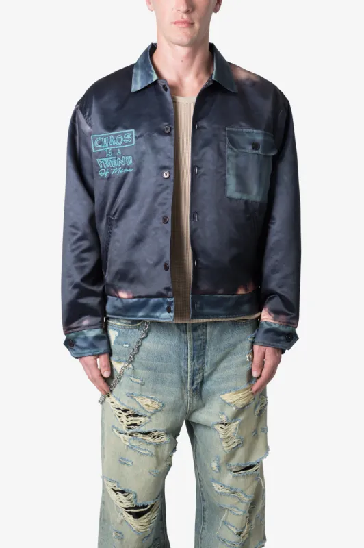 Satin Bomber Jacket - Washed Black sold by MNML