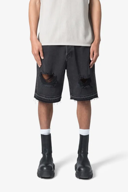 Distressed Denim Shorts - Black sold by MNML
