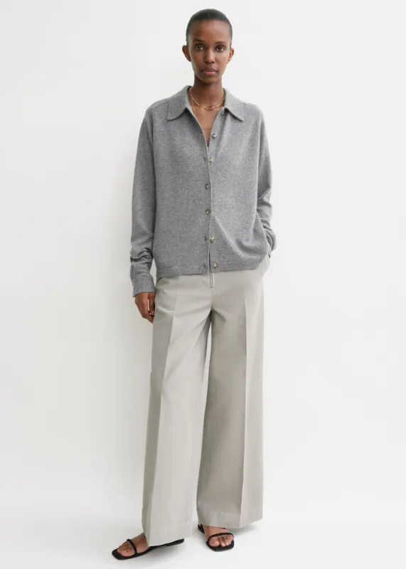 Raglan-sleeve cashmere cardigan grey melange sold by Toteme