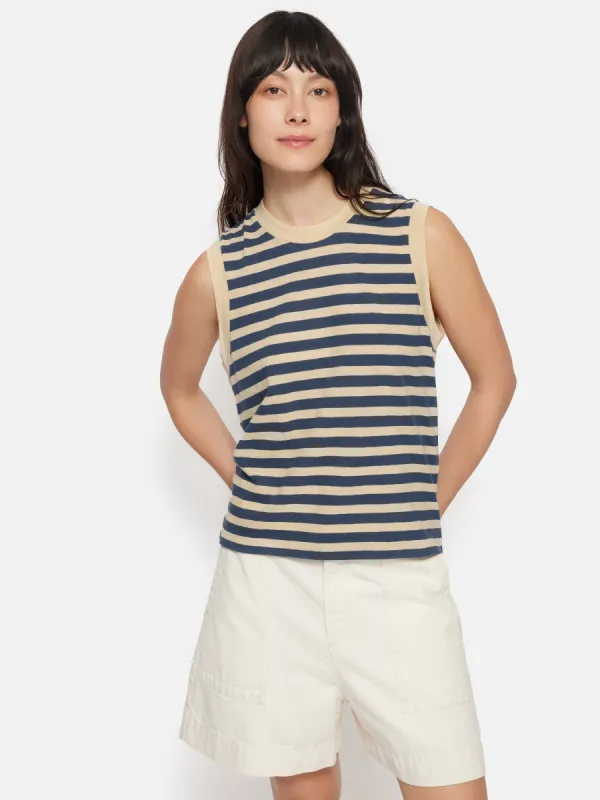Cotton Slub Stripe Tank | Blue sold by Jigsaw