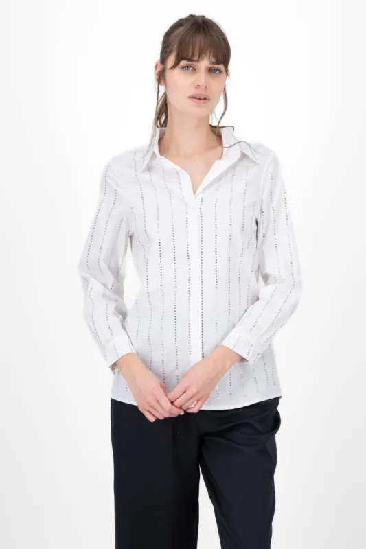 Camisa larga detalle brillos sold by Shasa