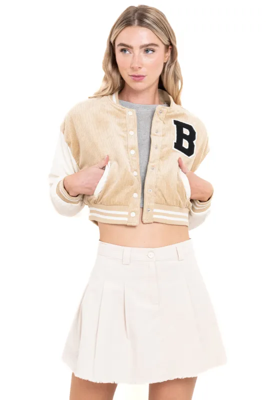 Chamarra bomber pana parche sold by Shasa