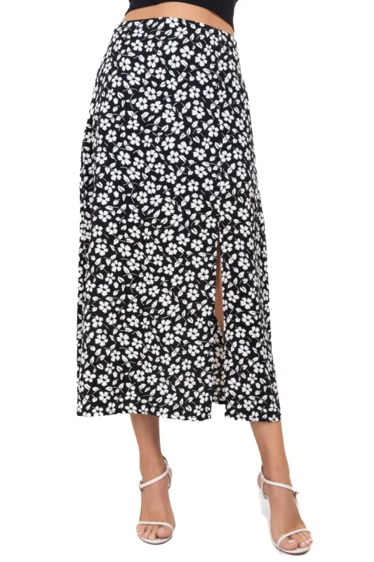 Falda midi flores abertura sold by Shasa
