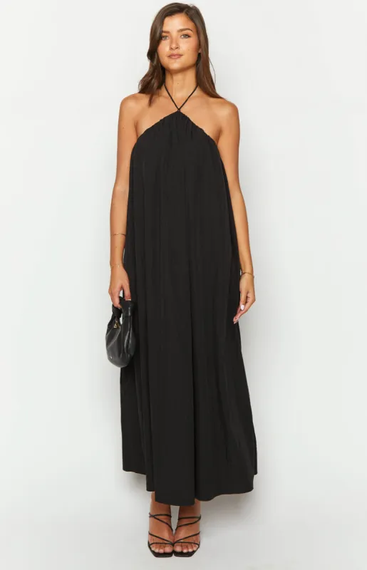 Ziggy Black Halter Neck Maxi Dress sold by Beginning Boutique