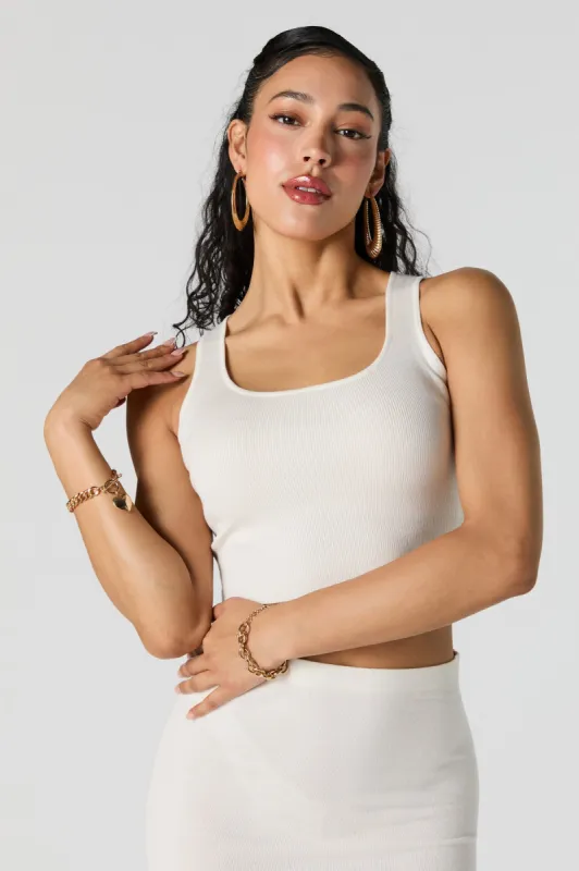 Ribbed Square Neck Cropped Tank sold by Urban Planet