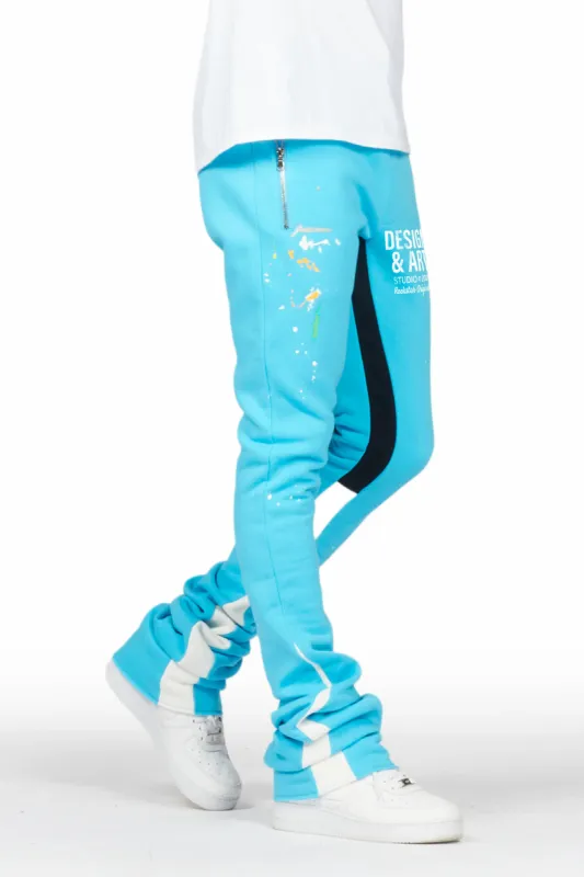Taber Blue Super Stacked Flare Track Pant sold by Rockstar Original