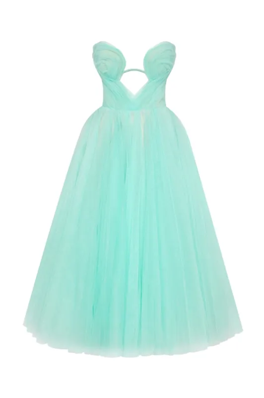 Mint green tender midi tulle dress sold by Milla