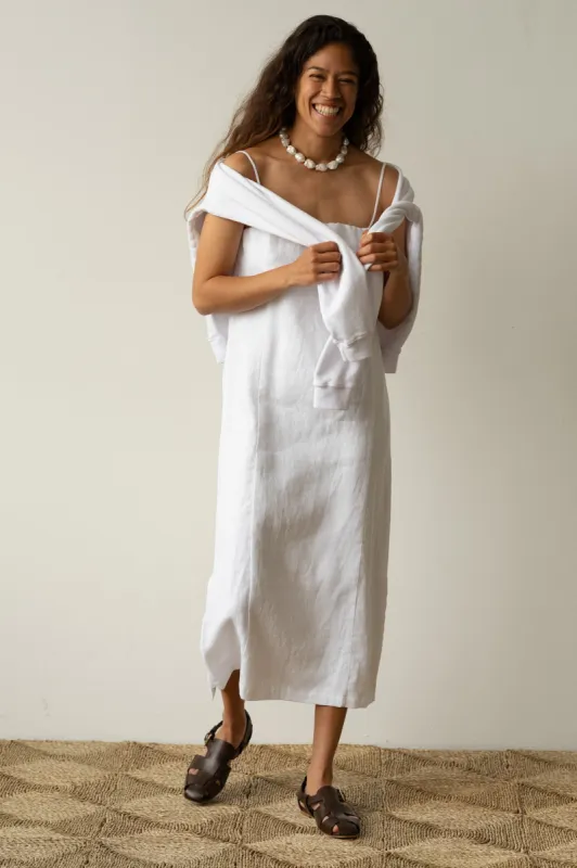 The Linen Spaghetti Dress sold by DONNI.
