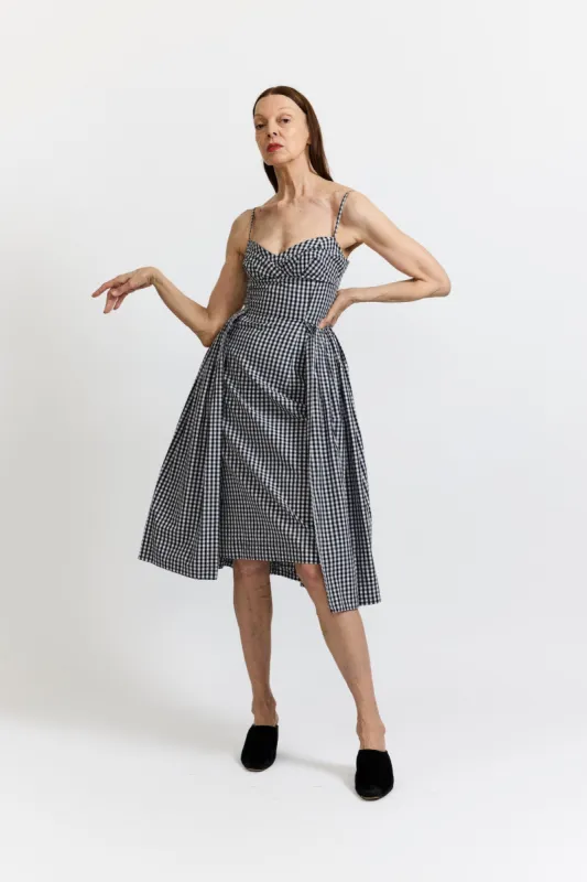 Arya Dress in Black and White Gingham Cotton sold by Batsheva