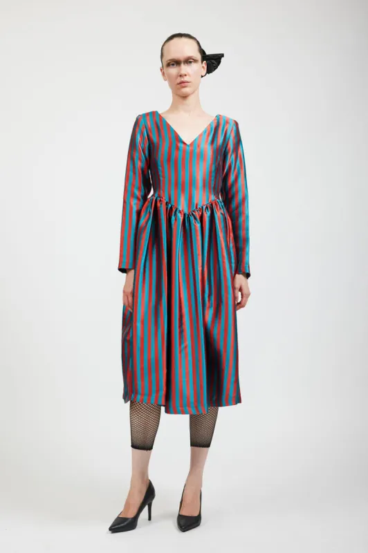 Vivienne Dress in Teal/Rust Stripe sold by Batsheva
