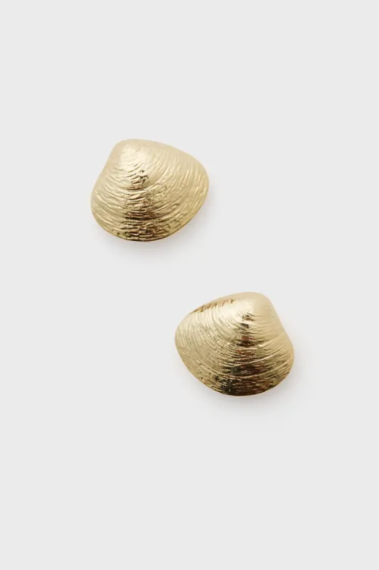 Gold Clam Shell Earrings sold by Tuckernuck