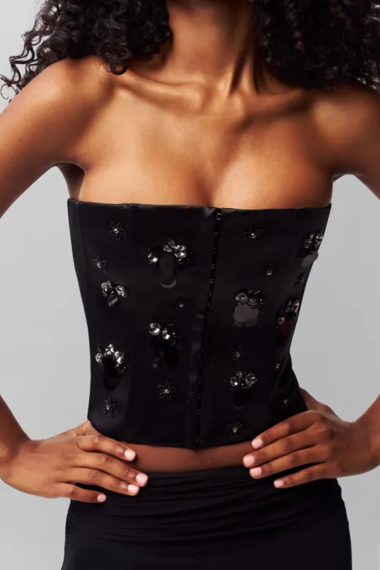 Embellished Satin Corset sold by Guizio