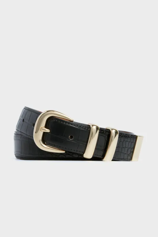 Black Croc-Embossed Western Belt sold by Tuckernuck