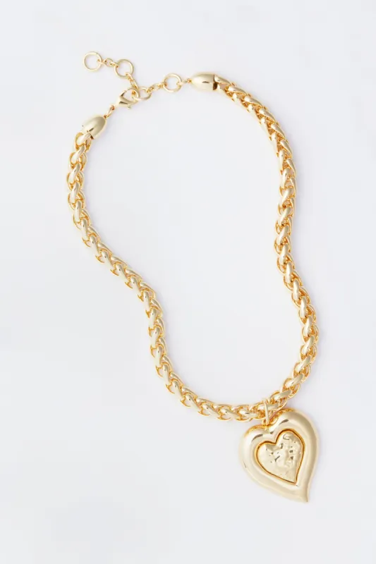 Gold Maxwell Heart Pendant Necklace sold by Tuckernuck