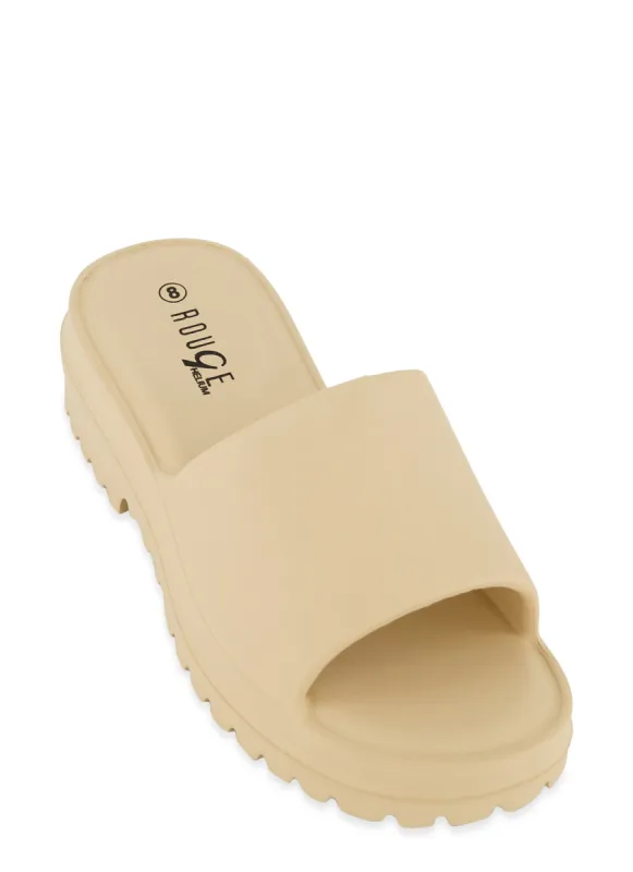Single Band Lug Sole Platform Slide Sandals sold by Rainbow