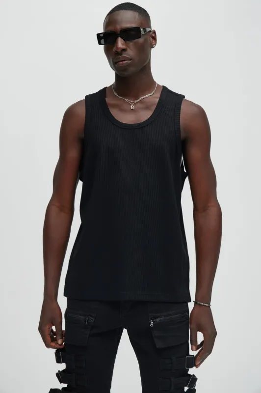 Kalel Textured Tank Top - Black sold by Fashion Nova