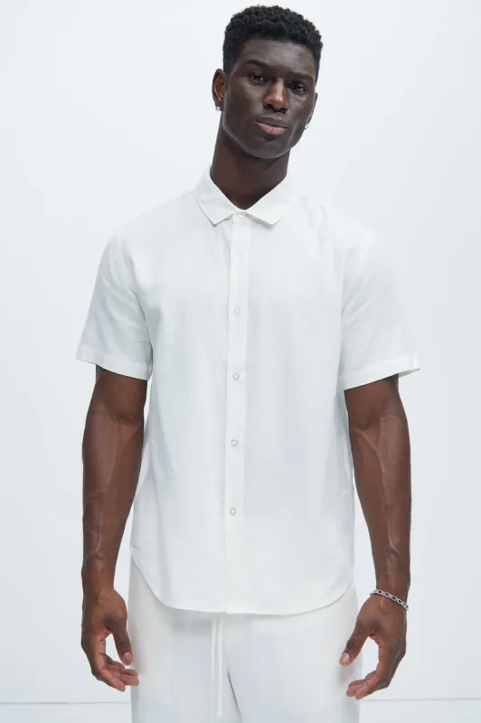 Bahamas Linen Classic Button Up Shirt - White sold by Fashion Nova