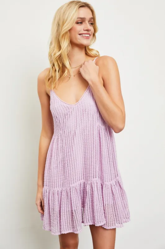 Pink Lavender Ruffle Mini Dress sold by Pinkblush