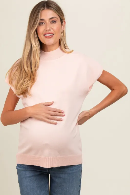 Light Pink Mock Neck Knit Maternity Top sold by Pinkblush