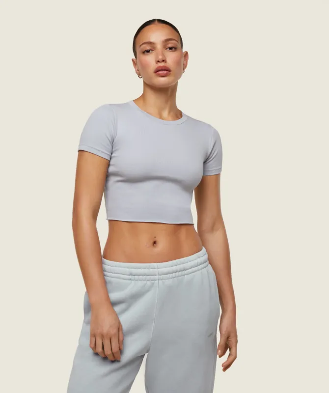 Gymshark everywear Ribbed Tee - Ice Grey sold by Gymshark
