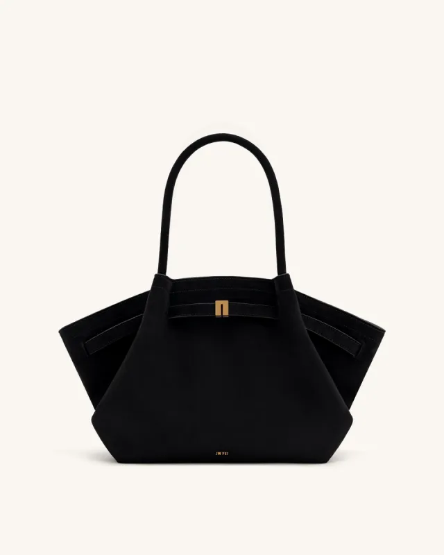 Hana Medium Faux Suede Tote Bag - Black sold by JW PEI