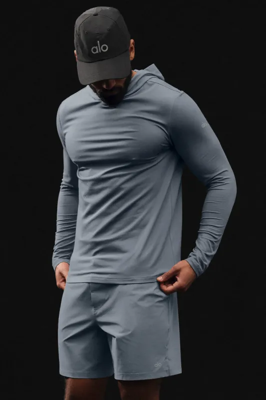 Conquer Reform Long Sleeve With Hood - Steel Grey sold by Alo Yoga