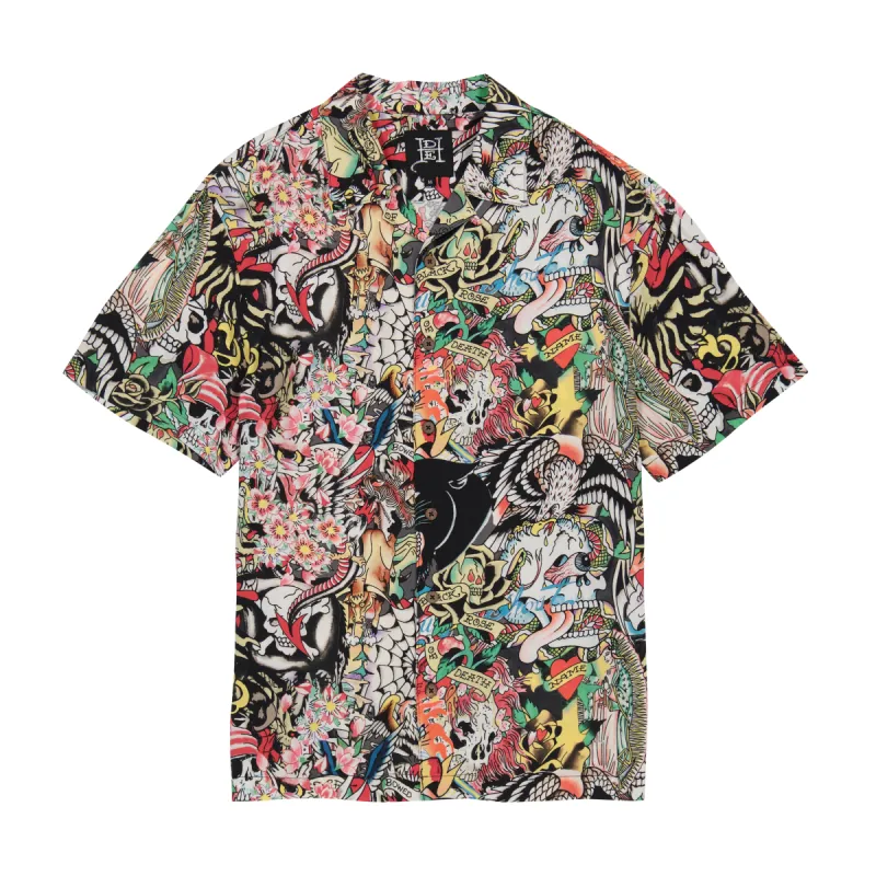 Tattoo Collage Camp Shirt sold by Ed Hardy