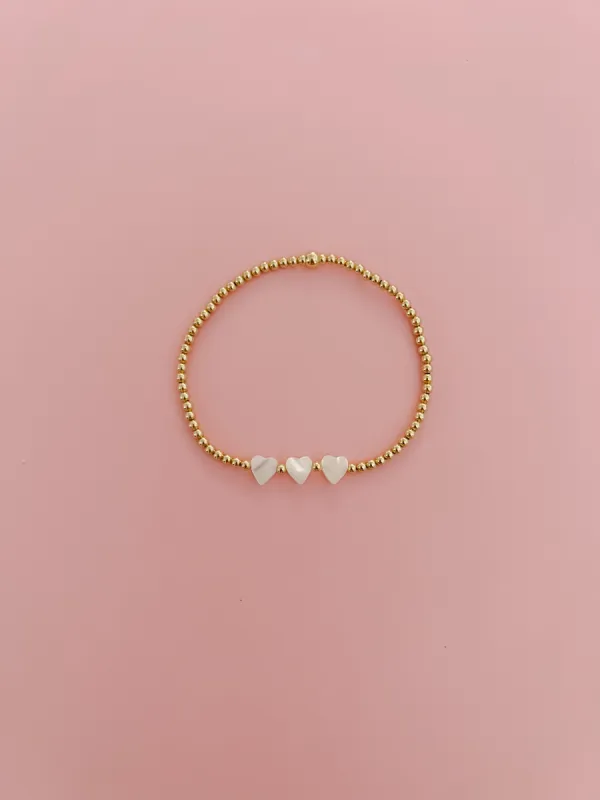 3 Horizontal Heart Shell Gold Filled Bracelet sold by Mermaid & Me