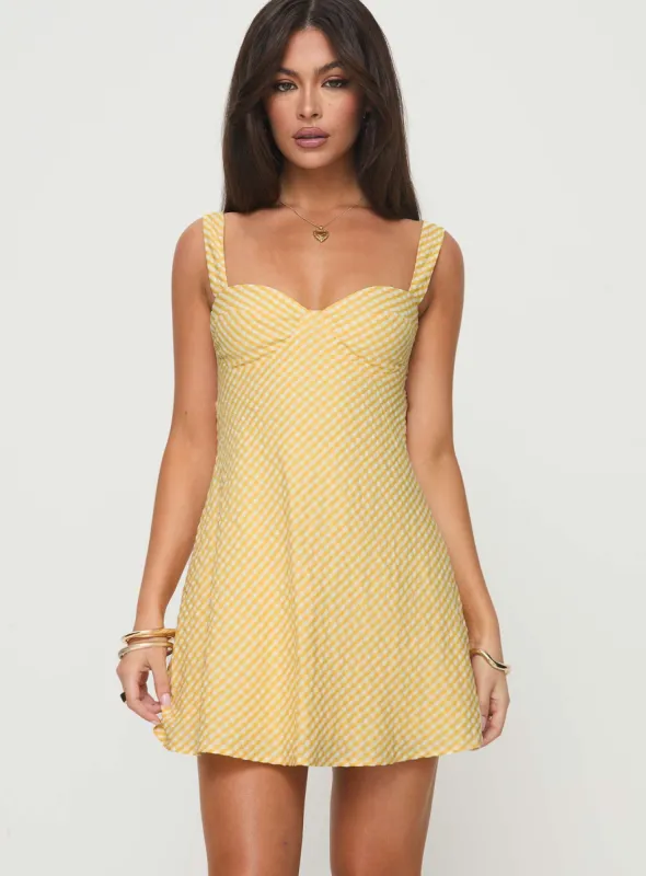 Mcbeath Mini Dress Yellow sold by Princess Polly