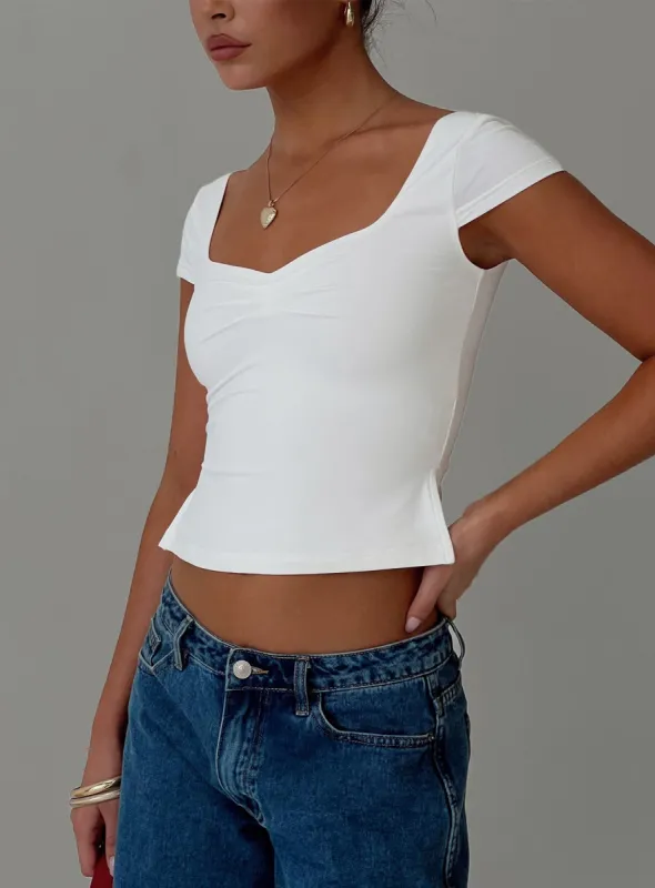 Rehna Short Sleeve Top White sold by Princess Polly