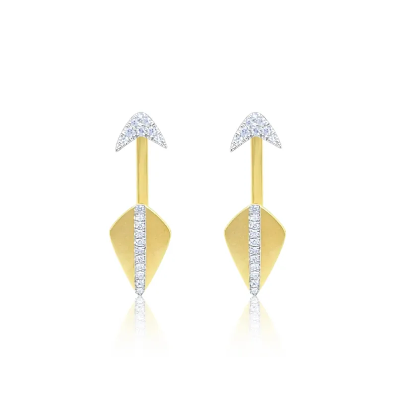 Two Tone Yellow Gold Diamond Dagger Ear Jacket sold by Meira T