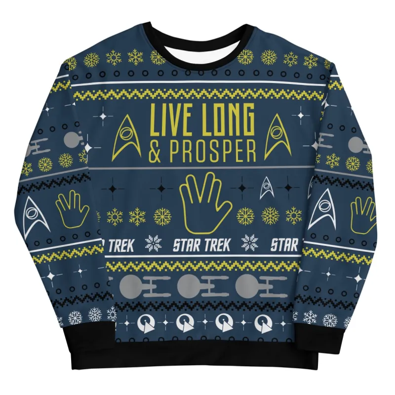 Star Trek Live Long & Prosper Holiday Crewneck Sweatshirt sold by MTV