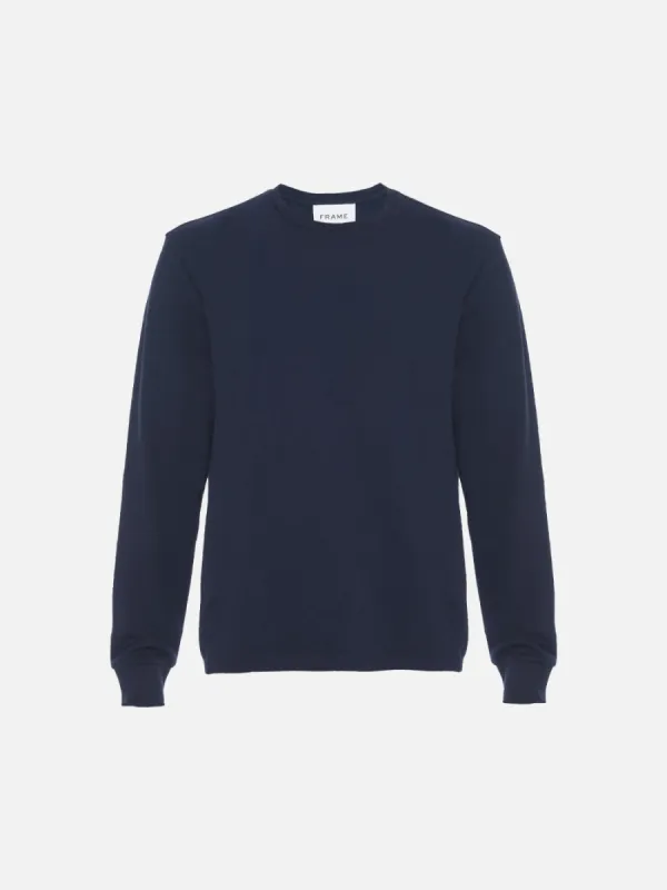 Duo Fold Long Sleeve Crew -- Navy sold by Frame Denim