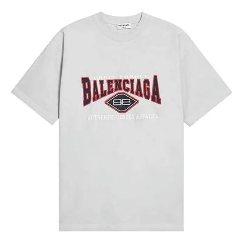 Balenciaga BB Authentic Jersey Apparel T-Shirt Large Fit 'Light Grey' 641675TMVA99012 sold by KicksCrew