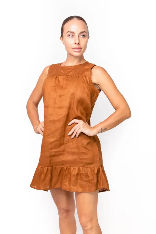 Siberia, Linen, Mini Dress sold by Love Anchor