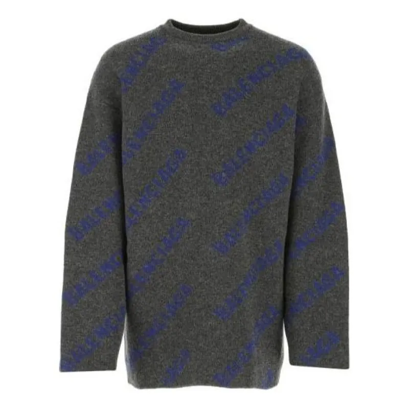 Balenciaga Intarsia Knit Logo Jumper 'Dark Grey' 623283T15671035 sold by KicksCrew
