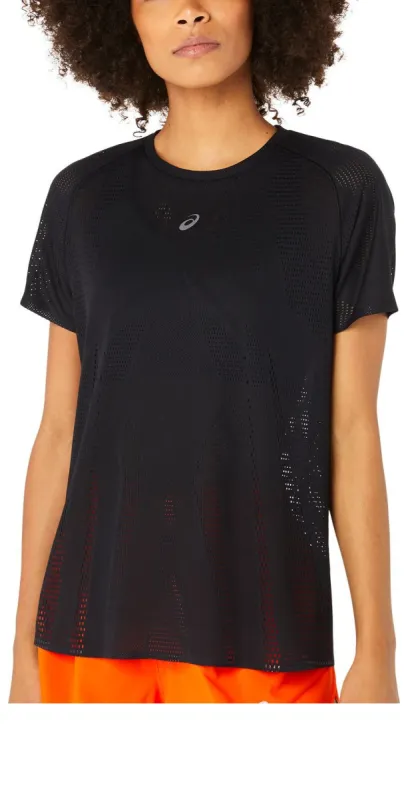 (WMNS) ASICS Metarun Running T-shirt 'Black' 2012C976-001 sold by KicksCrew