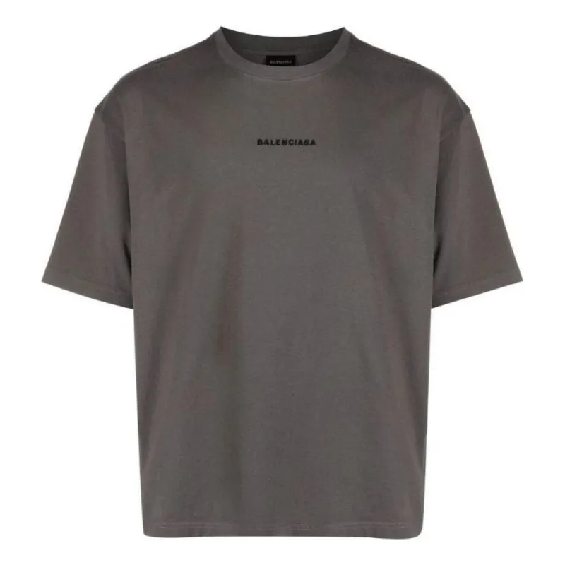 Balenciaga Embroidered-Logo Cotton T-shirt 'Grey' 612966TNVG91300 sold by KicksCrew