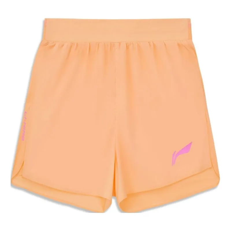 (WMNS) Li-Ning Graphic Running Shorts 'Light Orange' AKSU004-3 sold by KicksCrew