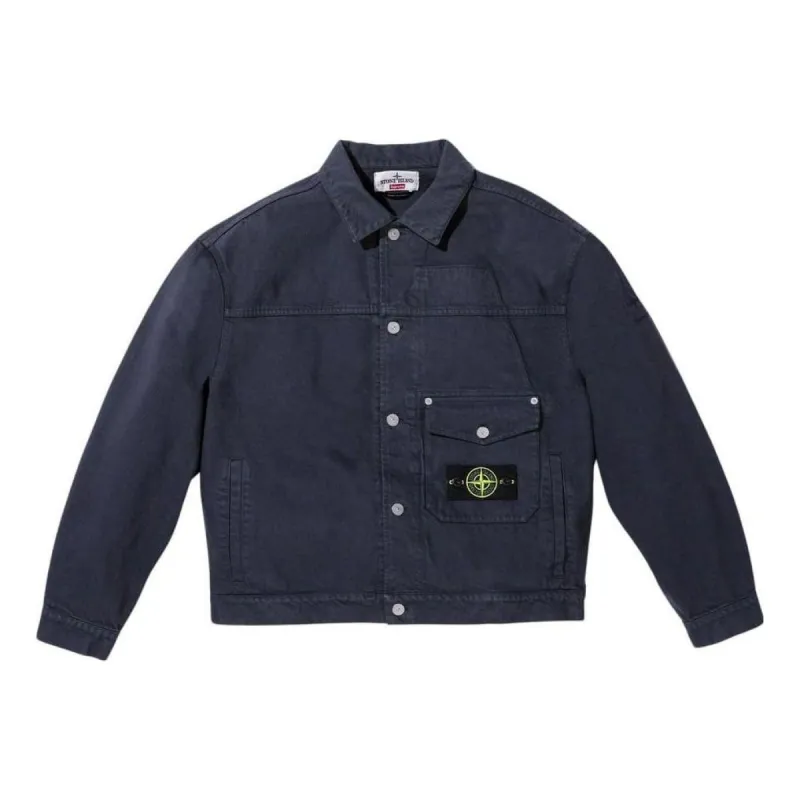 Supreme x STONE ISLAND FW23 Week10 Denim Trucker Jacket Logo 'Black' SUP-FW23-170 sold by KicksCrew