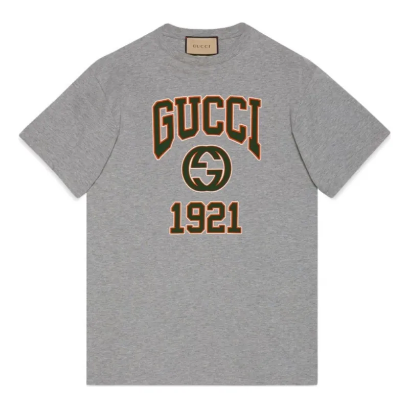 ◆GUCCI◆ COTTON JERSEY T-SHIRT ティーシャツ グレー Printed cotton jersey T-shirt in grey | GUCCI® US